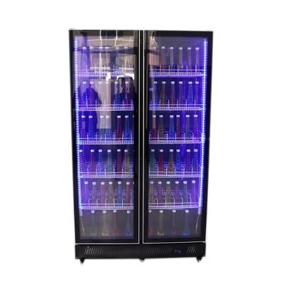 China Commercial Glass Beer Beverage Display Case Refrigerator Double-temperature Door Supermarket Cooler Display Case for sale