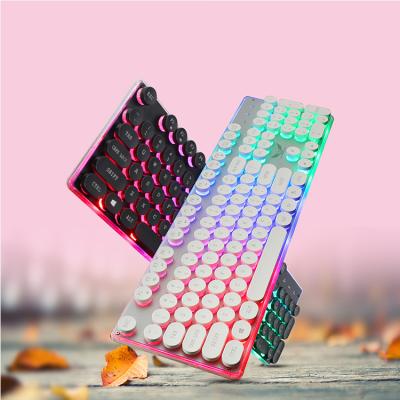 China Gaming Games Drop Shipping Round Gaming Steampunk RGB 104 USB Keys Back Light Retro Wired Keyboard for sale