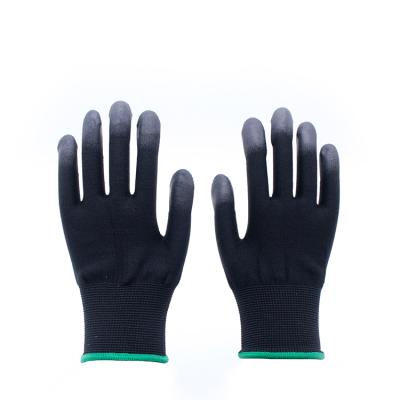 China Black Polyurethane Work Gloves PU Top Fit Gloves Household Glove Multi Coated Safety Protective Purpose Industrial Layout for sale