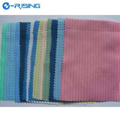 China Hot Sell Cleanroom 5mm Knitted Warm Fleece Fabric ESD Clothing Anti-Static Stripe Grid Woven Fabric 100% Polyester Printed Rohs for sale