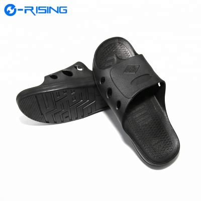 China ESD Antistatic Cleanroom Black E-RISING SPU Antistatic Slippers for sale