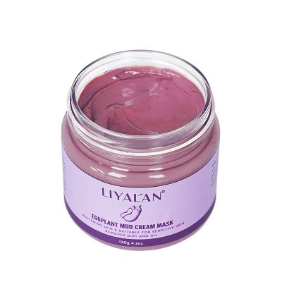 China Hot Selling Moisturizer Detox Oil Control Whitening Anti Blackhead Organic Purple Eggplant Clay Facial Mask Vegan for sale