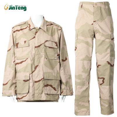 China Thr-Color Anti-Static Desert BDU Military Uniforms Set Camouflage Uniforms Jacket And Pants Security Guard for sale