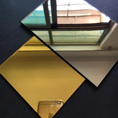 China Modern Plastic Acrylic Wall Mirror 200x300x3mm Rectangle Gold Reflects Not Easy To Broken Box Cutting In To Any Size for sale