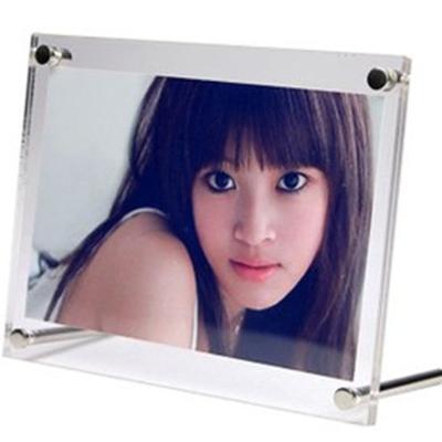 China Creative Crystal High Clear Photo Frame 8 inch 240x190mm Rectangle Picture Frame Acrylic Home Decor Bedroom Decoration Magnets for sale