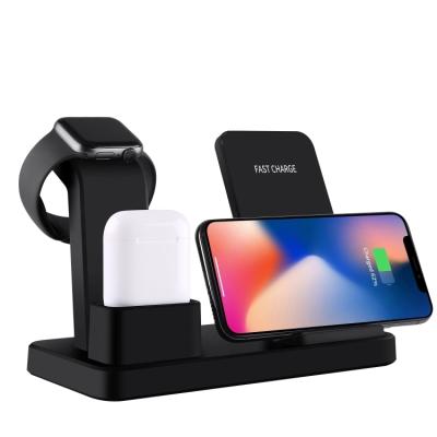 China For Mobile Phone For iwatch/Airpods Newcomer 3 In 1 Fast Fast Stand Holder Wireless Charger For iPhone For Apple Watch For AirPods Dock Charging Station for sale