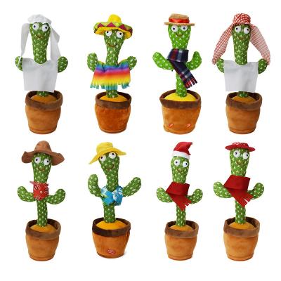 China Fuuny Hot Sale Cute Stuffed Toy Dancing Cactus Twisting Singer Dancer Talking Rehearsal Record Flowerpot For Kids Gift Dolls for sale