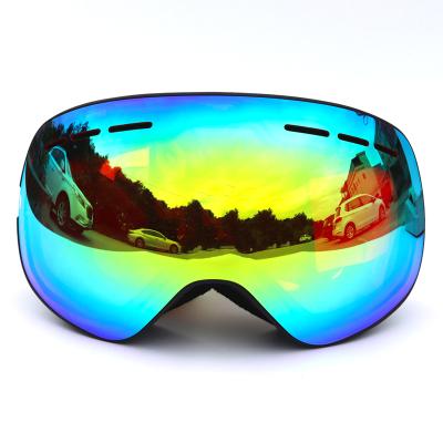 China Winter Fun Ski Glasses Cheap Factory Price Double Layer Magnet Glasses Custom Permanent Anti-fog Sight TPU Glass PC for sale