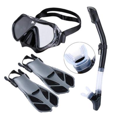 China Original Wide Snorkel Running Tube Short Sight Fins Fins Set Silicone For Adult Silicone Mask Sets Tempered Glass for sale