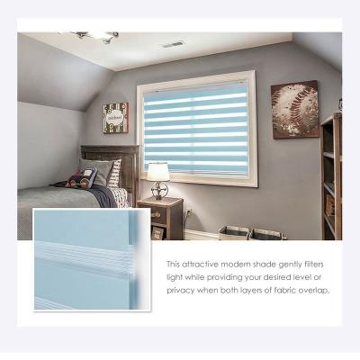 China Kids Classic Light Blue Zebra Roller Shade Curtain Zebra Blind Roller Blinds With Double Roller Shades Fabric for sale