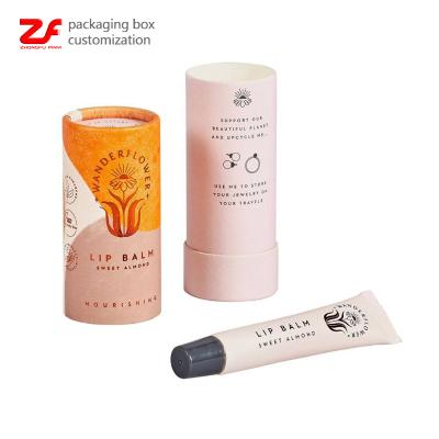 China Recyclable 10ml Roll Bottle Bases Oil Paper Cylinder Packing Box Customized Logo Lip Gloss Boxes Lip Balm Packaging Box for sale