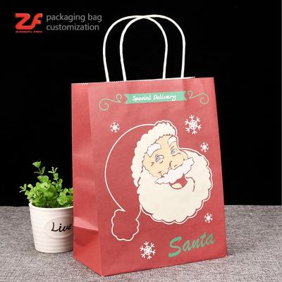 China Logo Printed Christmas Cardboard Art Paper Candy Food Gift Packaging Carrier Recyclable Custom Paper Bag for sale