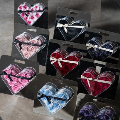 China Durable Portable Mirror Outdoor Preserved Rose Gift Box Lover Birthday Heart Shaped Gift Dried Pressed Flowers for sale