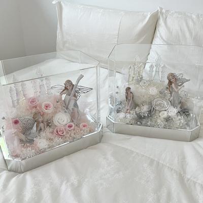 China Simulation Angel Castle Design Eternal Dried Flower Durable Popular Cute Cute Gift Box For Best Friend for sale