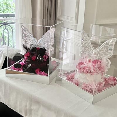 China Durable Wholesale Giant Preserved Simulated Pearl Decorative Wire Butterfly Material Shaped Artificial Eternal Preserved Rose Flower Gifts for sale