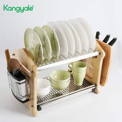 China Double-decker Racks & Holders Stocked Bowl Rack Kitchen Shelf Kangyale Stainless Steel Storage For Multifunctional Rack Non-Folding Metal for sale