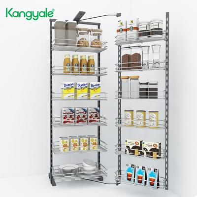 China Kyl C040445-Y Modern Cabinet Hardware Modular Sliding Organizer Pull Down Clearance Metal Wire Storage Pull Out Kitchen Corner Cabinet Ba for sale