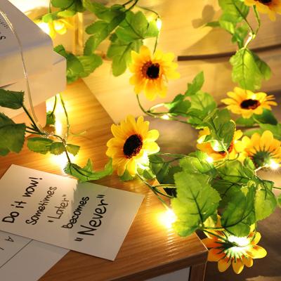 China Strip Christmas Holiday Decoration Light Rattan Flower String Mosphere Simulation Sunflower Decorative Room Light for sale