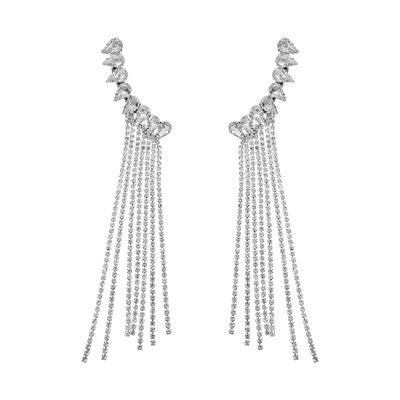 China CLASSIC Trendy Long Tassel Full Rhinestone Drop Earrings For Women Jewelry Shiny Water Drop Crystal Claw Earring Jewelry Gifts for sale