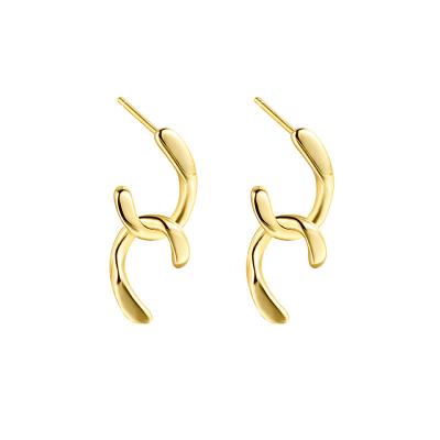 China Large Bohemian Irregular Gold Plated Sterling Silver Stud Earrings Wholesale Lead Free Nickel Free Factory Double C Statement For Women Earrings for sale