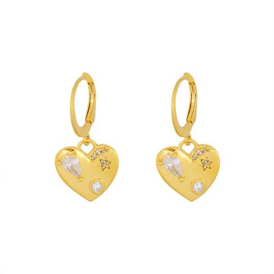 China Vintage Zirconia Diamond Dubai Hook Heart Necklace Earring Dubai 18k Gold Plated Pendant Dubai 18k Gold Plated Jewelry for sale