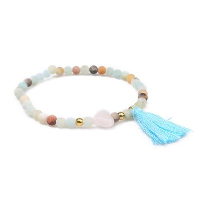 China BOHEMIA natural gemstone beads bracelets rose quartz heart accessories healing spiral gemstone beads bracelets for women and men jewelry for sale