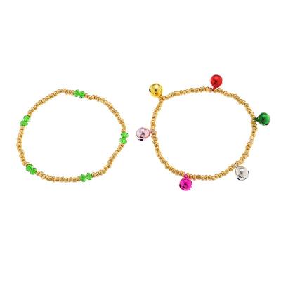 China Custom colorful BOHEMIA Merry Christmas gold seedbeads love bracelet bell couple kids bracelets set for sale