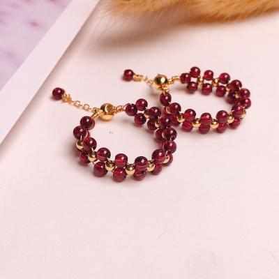 China FASHIONABLE New Arrival Natural High Quality Red Garnet Gemstone 2mm Healing Rings Natural Wire Wrap Stone For Women for sale