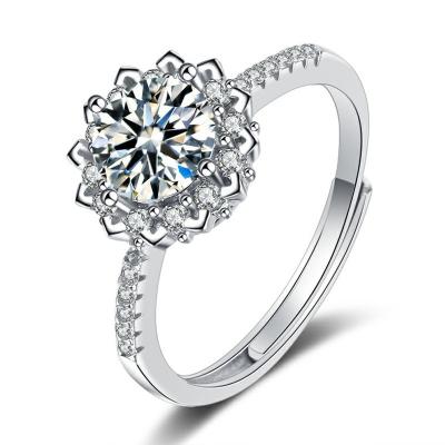 China Lead Free Lead Free Diamond Flower Brilliant Round Champion Solitaire Ring with Eight Hearts and Eight Arrows Wedding Ring Band For Women for sale