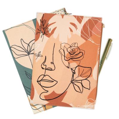 China New A5 Style Printed Canvas Cover School Notebook Diary Journal Zipper Notebook With Pen for sale