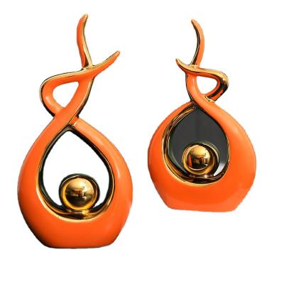 China Contemporary Black Wedding Living Room Accessories Bedroom Accessories Gold Interior Table Furniture Orange Luxury Modern Decorative Bedroom Decor for sale