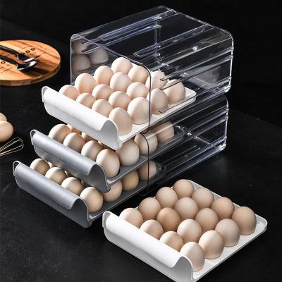 China Large Capacity Freshness Preservation 32 Grid Rack For Refrigerator Household Storage Box For Refrigerator Multi Layer Egg Storage for sale