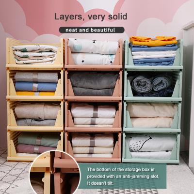 China Fashionable Wardrobe Storage Layered Separation Basket Shelf Drawer Type Folding Clothes Plastic Storage Rack Basket for sale