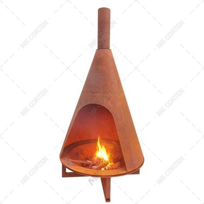 China Large Stocked Fire Pit Vent Free Standing Outdoor Metal Fireplace Patio Fireplaces for sale