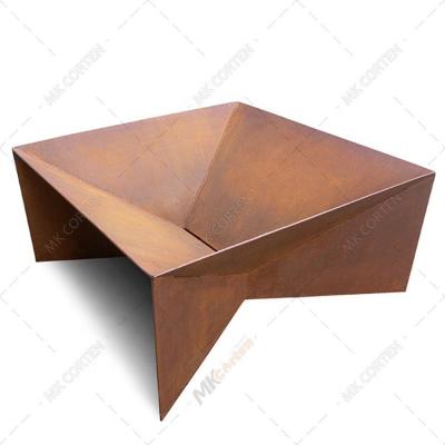 China Single Stored Portable Outdoor Design Corten Firepit Heater Garden Square Wood Fire Pit for sale