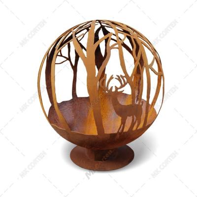 China Globe Decorative Fire Stocked Pit Garden Backyard Wood Burner Custom Design Outdoor Fire Sphere for sale