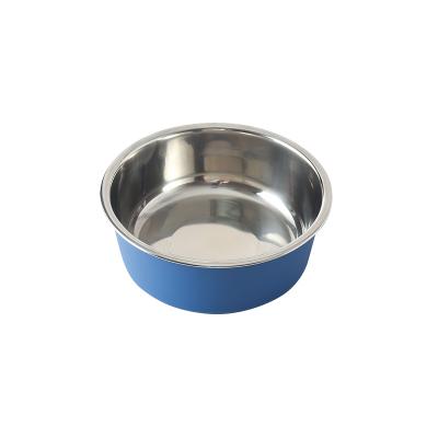 China Sustainable Durable Bestselling Simple Anti-Slip Multi-size Stainless Steel Plastic Pet Cat Dog Food Bowl for sale