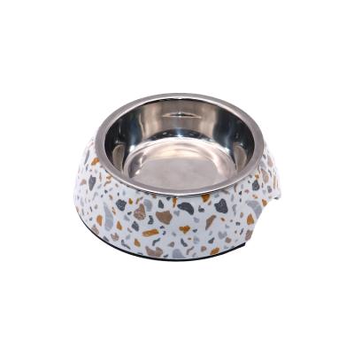 China Auto Play to Board Melamine Pedestal and Stainless Steel Pet Feeder Dog and Cat Bowl Pet Bowls Food Feeder for sale