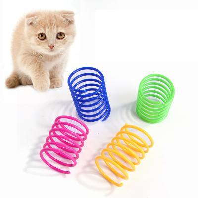 China Sustainable Interesting Colorful Plastic Pet PVC Cat Toy Spring for sale