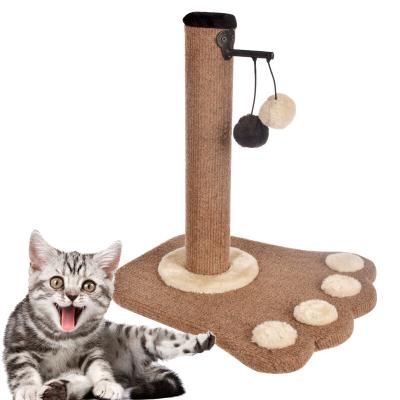 China Wholesale New-design Viable Durable Funny Pet Cat Tree Cat Toy Scratching Post Sisal Single Footprint Cat Toy With Balls for sale