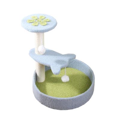 China Three Layer Cat Climbing Frame Avocado Green Viable Color Two And Petal Blue Cat Jumping Platform Cat Claws for sale