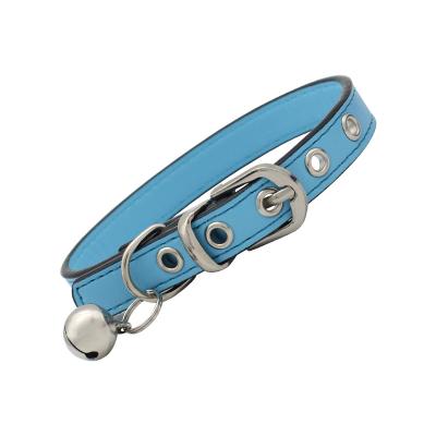 China High Quality Adjustable Comfortable Durable Material Pet Colorful Wholesale Viable PU Cat Dog Collar With Bell for sale