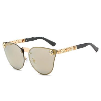 China Popular Luxury Fashion Metal Color Woman UV400 Classic Temple Sun Glasses Metal Sunglasses for sale