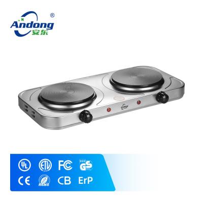 China Silver Andong 2000w Hotel Double Electric Stove For Cooking for sale