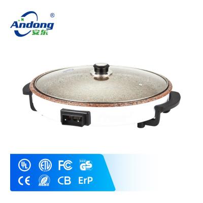 China Andong 42cm Adjustable Wholesale Round Temperature Electric Grill Pan With Pancake Maker 4cm Depth 1500w for sale