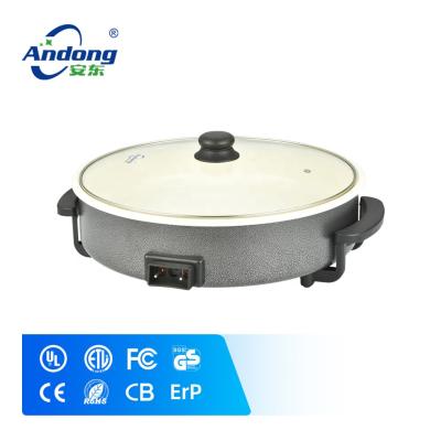 China RV Andong Multi Function Adjustable Temperature Round Electric Pizza Pan With Full Glass Lid for sale