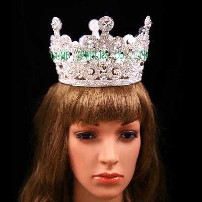 China Clear Stone Tiara Big Rhinestone Full Crown for Wedding D: 5.7