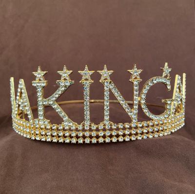 China King Crown Rhinestone Adjustable Men's Tiara PC-210816 for sale