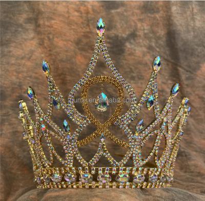 China Crystal Beauty Gold Sliver Adjustable Crown Rhinestone Pageant Crown PC-210823 for sale