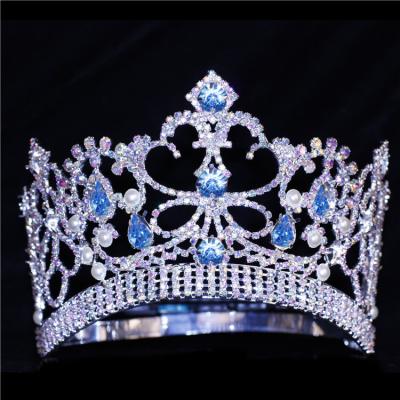 China Custom Made Rhinestone Beauty Pageant Crown Crystal Metal Miss Tiara HG-190745 for sale